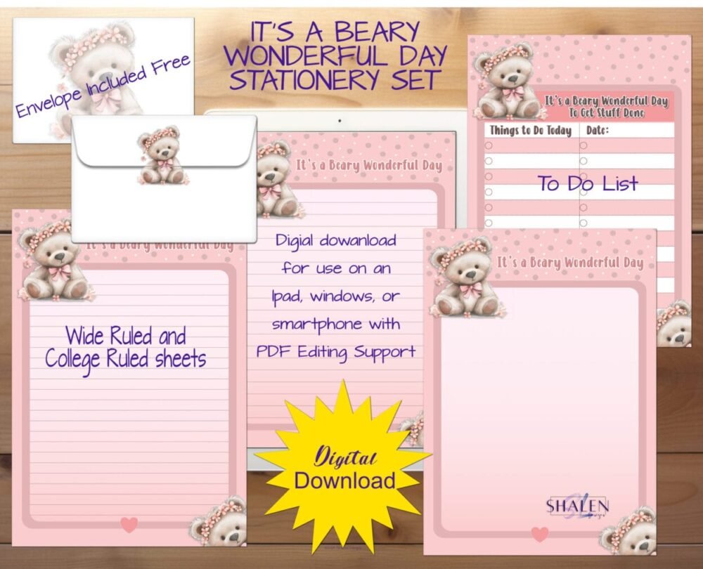 It's A Beary Wonderful Day Stationery Set