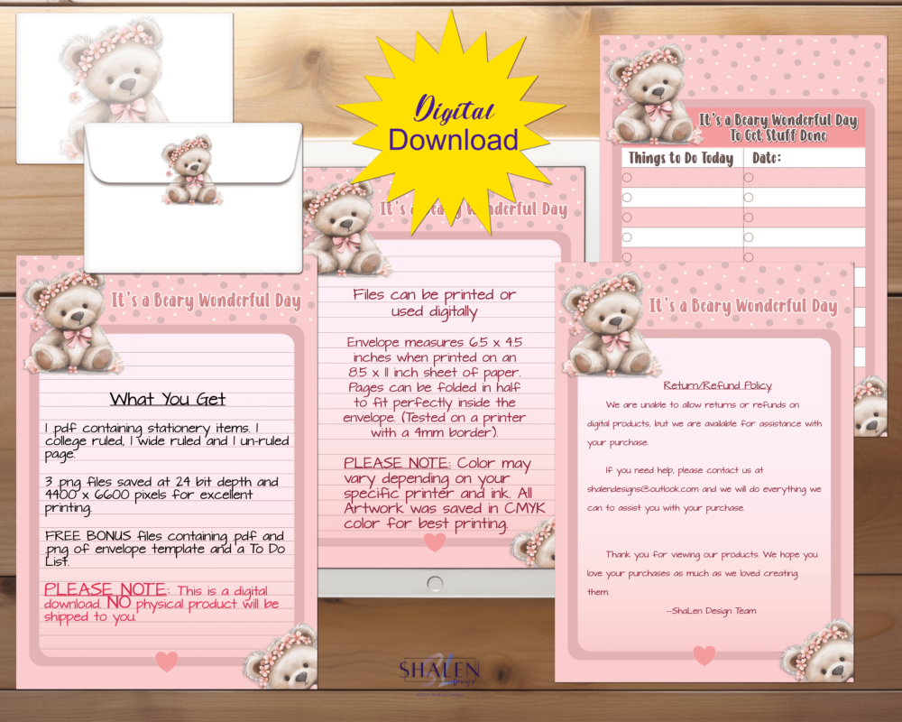 It's A Beary Wonderful Day Stationery Set - Image 2